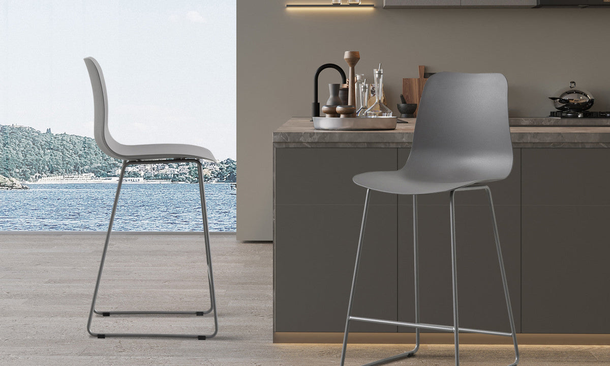 Chaise de comptoir Marie – Gris – vue 2