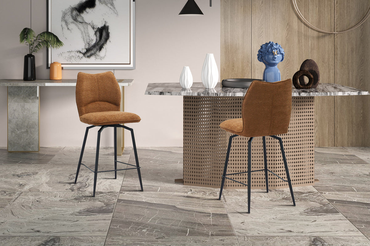 Chaise de comptoir pivotante Lara – Rouille – vue 5