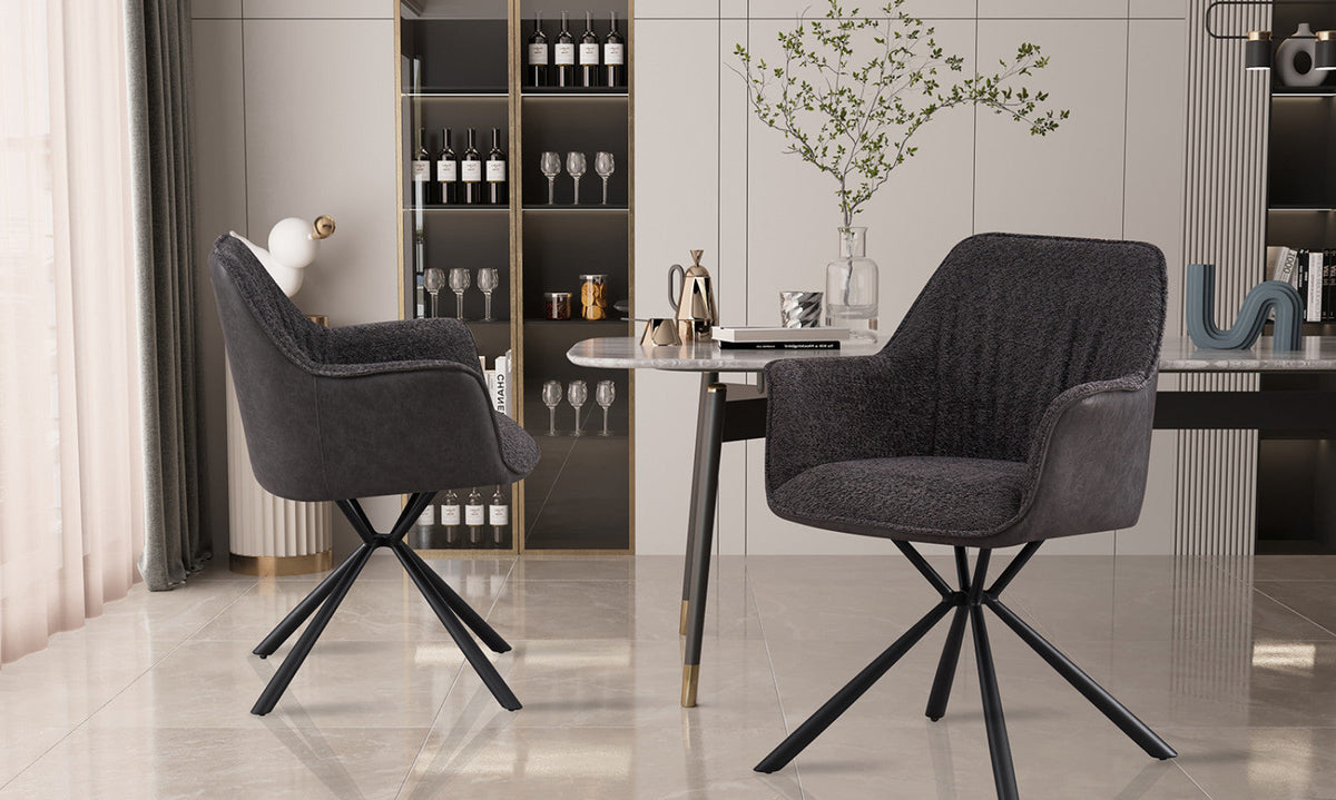 Chaise Lucie – Gris, dos gris clair – vue 2