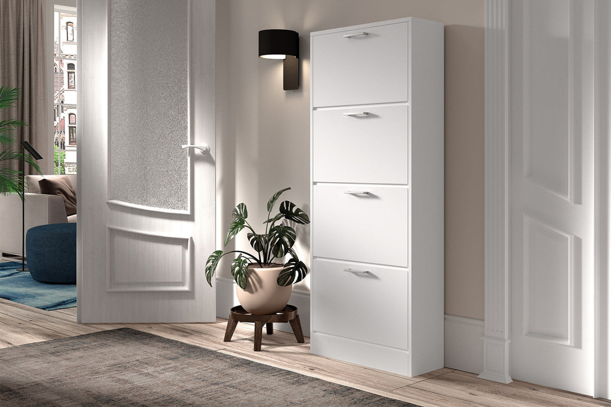 Meuble à chaussures Carini – Blanc, 4 tiroirs – 63 × 155 cm – vue 2
