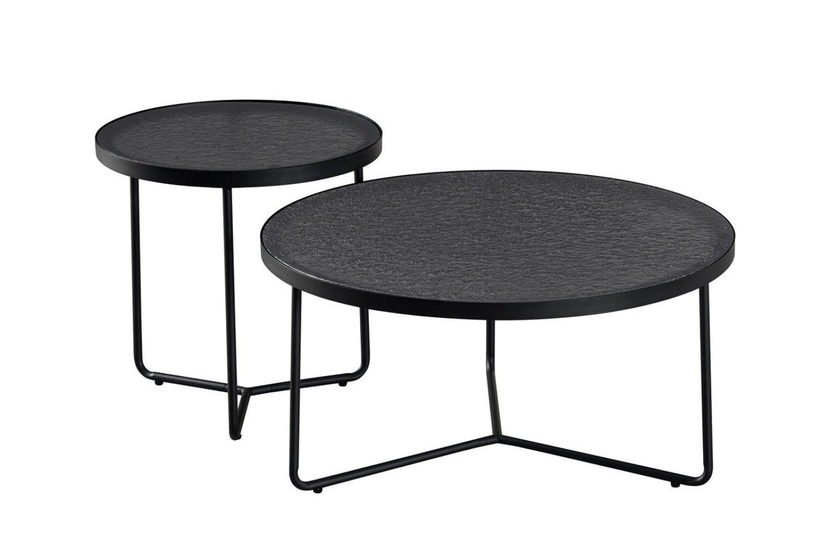 Set table basse Melia – ronde gris verre