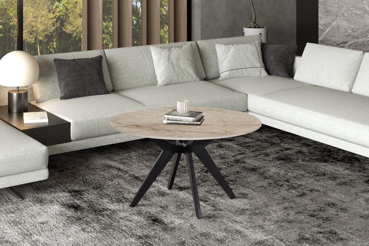 Table basse Apollo – Shakespeare beige brillant, ronde Ø 80 cm – vue 3