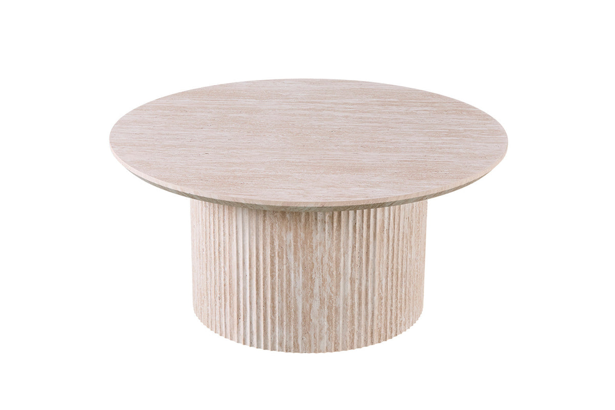 Table basse Lagos – Travertin beige, ronde Ø 80 cm – vue 4