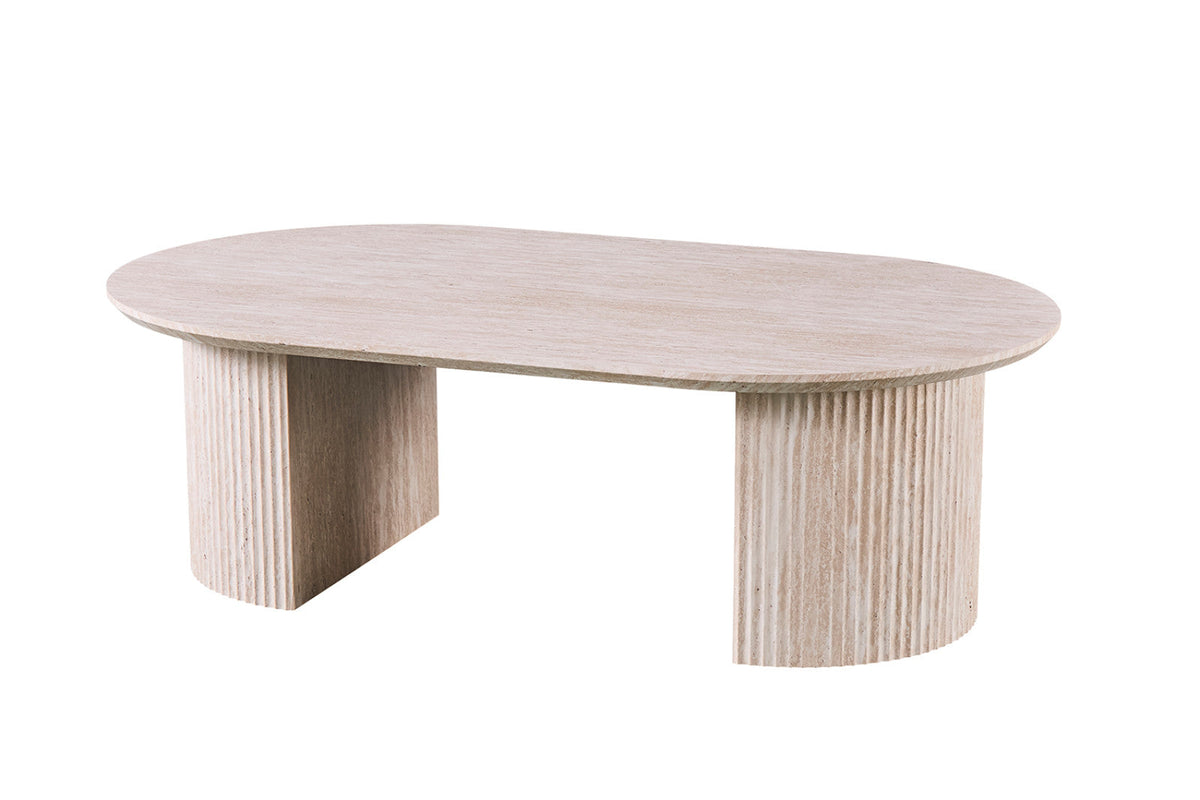 Table basse Lagos – Travertin beige, ovale 120 × 70 cm – vue 4