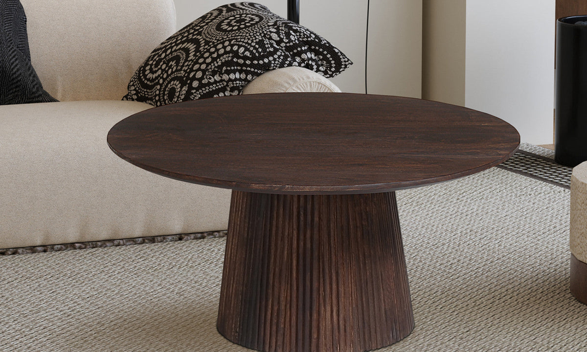 Table basse Miguel – Brun foncé, ronde Ø 80 cm – vue 2