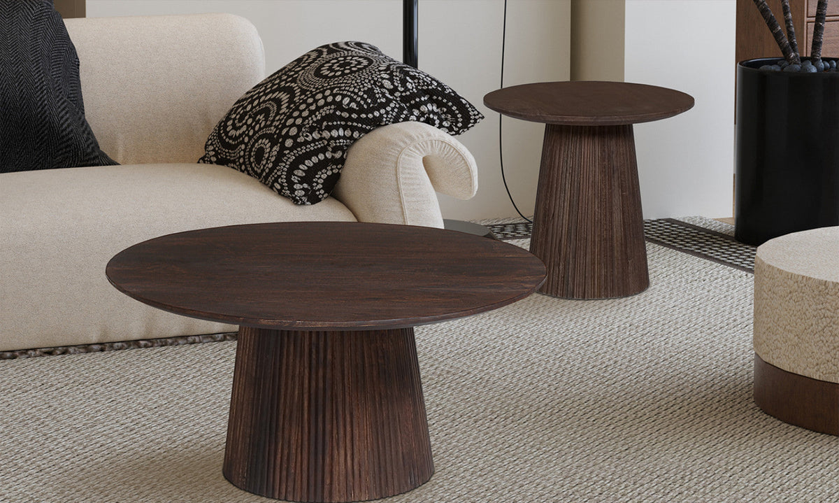 Table basse Miguel – Brun foncé, ronde Ø 80 cm – vue 4
