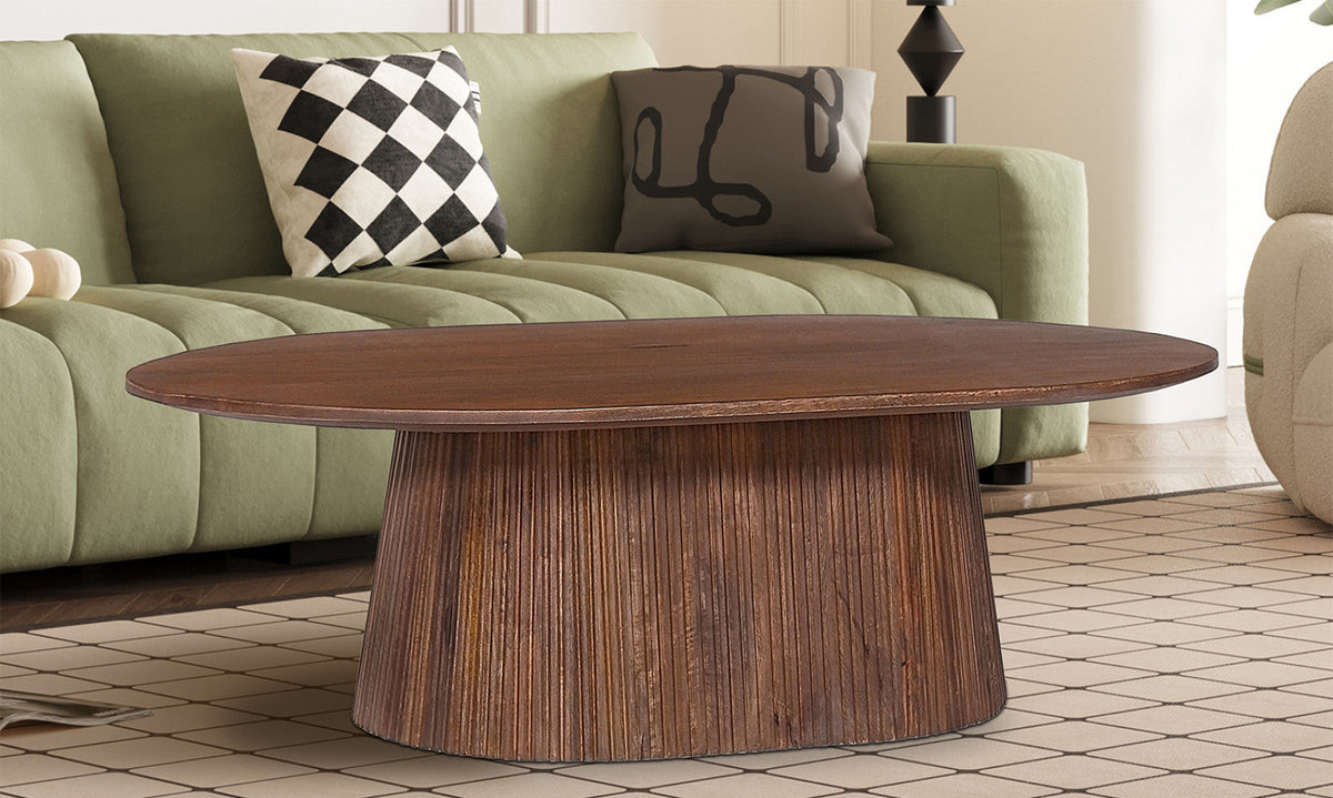 Table basse Miguel – Brun clair, ovale 120 × 70 cm – vue 2