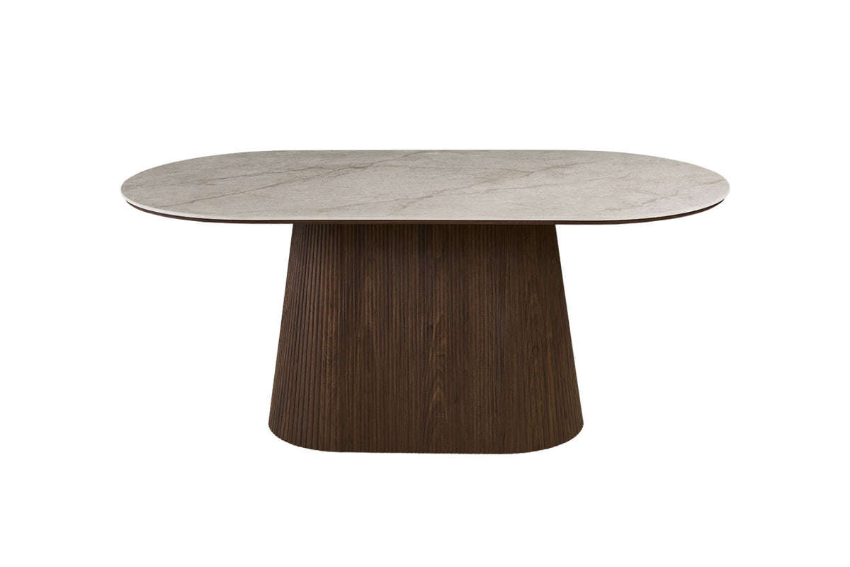 Table Vigo – Chêne foncé · Shakespeare beige – vue principale