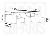 Canapé d'angle modulable en velours côtelé épais gris HARLEM – vue 3