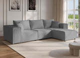Canapé d'angle modulable en velours côtelé épais gris HARLEM – vue 1