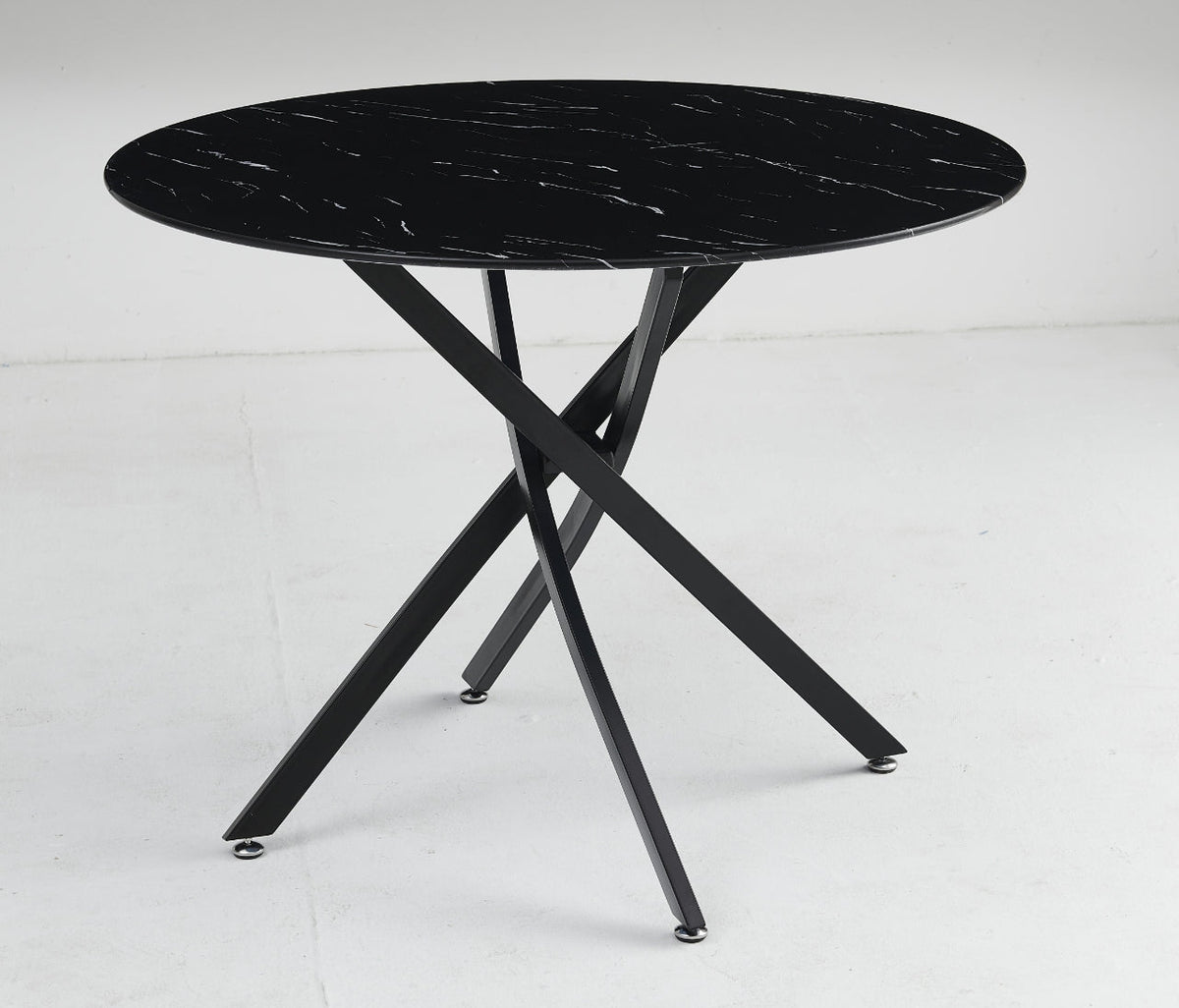 Table à manger Olivia ronde transparent pied chrome – vue 8