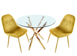 Table à manger Olivia ronde transparent pied chrome – Transparent - Doré – vue 6