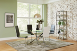 Table à manger Olivia marbre blanc, pied noir, 150 cm – Transparent - Argenté – vue 5