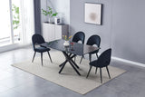 Table à manger Olivia marbre blanc, pied noir, 150 cm – vue 9