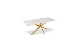 Table à manger Olivia marbre blanc, pied noir, 150 cm – Marbre blanc - Doré – vue 6