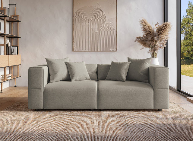 EVELYNE Canapé 3 places en tissu taupe EVELYNE