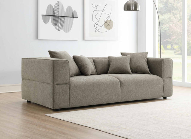EVELYNE Canapé 3 places en tissu taupe EVELYNE