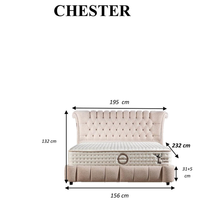 Lit coffre CHESTER - Dimensions 140x190