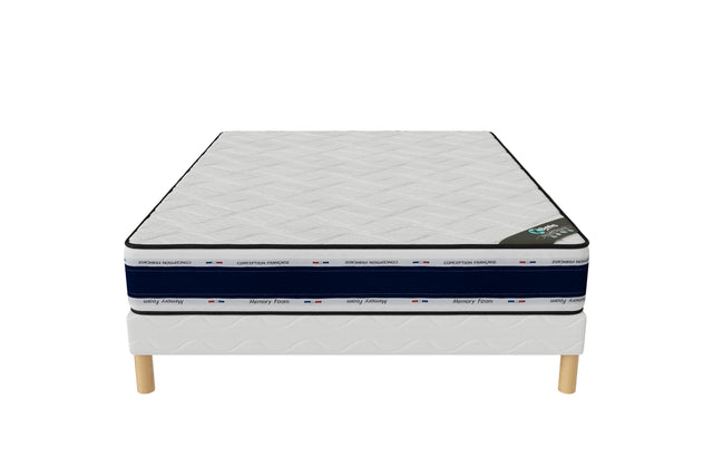 Ensemble BLUE MEMORY Sommier + Matelas Hauteur 22cm