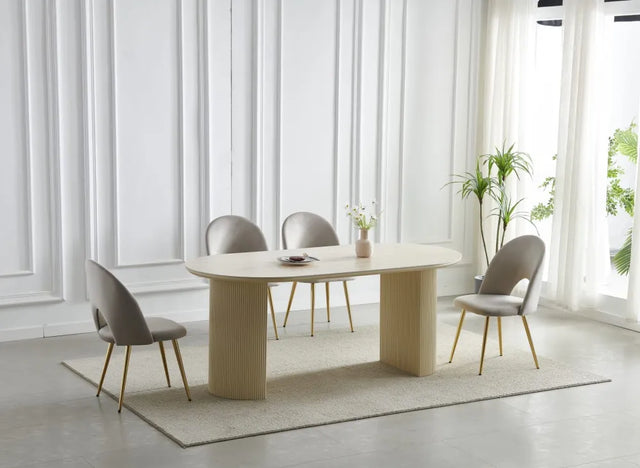 Table à manger Calypso céramique travertin 180cm - TB17