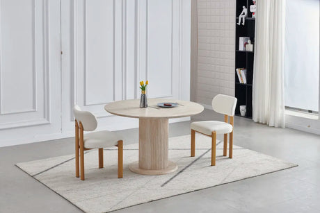 Table à manger ronde Axel travertin MDF - TB18T1