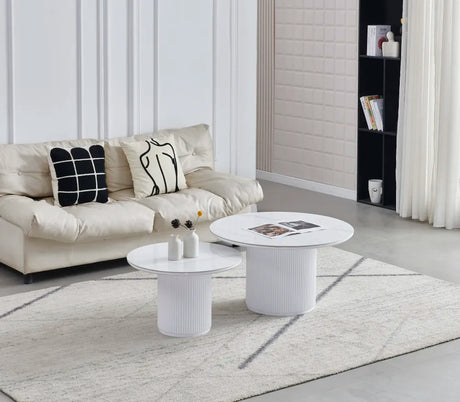 Table basse Gigogne duo pila MDF travertin 60-80cm - TBA
