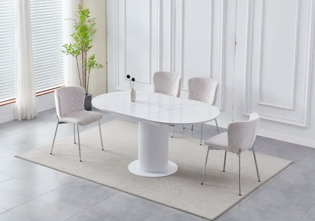 Table à manger à rallonge Sofia pied chrome 125-165cm - TB23