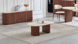Table basse Calypso céramique travertin et noyer, 120 cm – Travertin noyer – vue 1