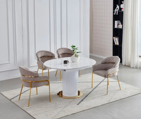 Table à manger à rallonge Sofia pied doré 125-165cm - TB23