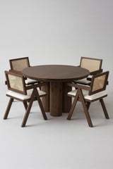 Table à manger ronde Maya MDF travertin, ⌀ 110 cm – Noyer - TB09Z – vue 2