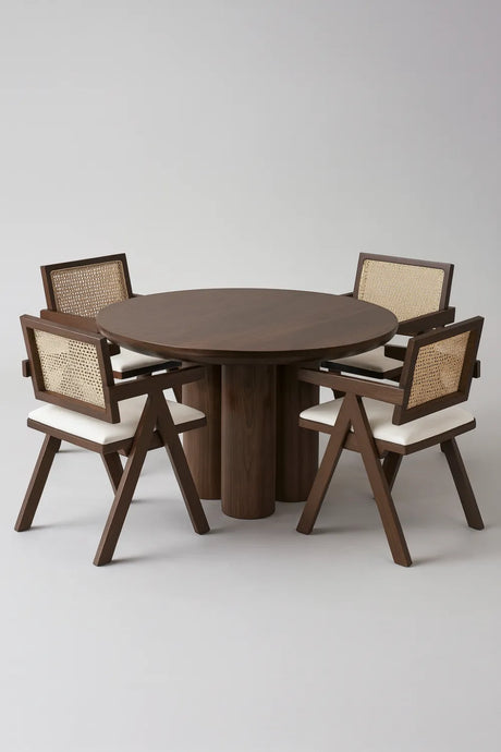 Table à manger ronde Maya MDF travertin ⌀ 110cm - TB09