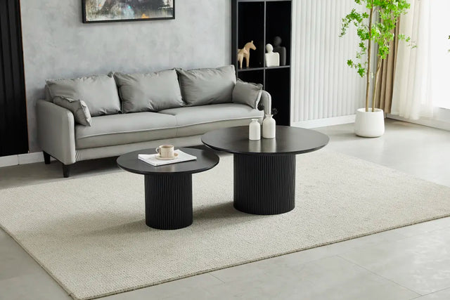 Table basse Gigogne duo pila MDF travertin 60-80cm - TBA