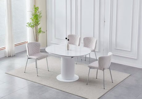 Table à manger à rallonge Sofia pied blanc 125-165cm - TB23