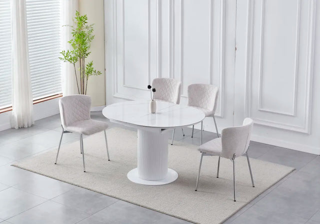 Table à manger à rallonge Sofia pied blanc 125-165cm - TB23