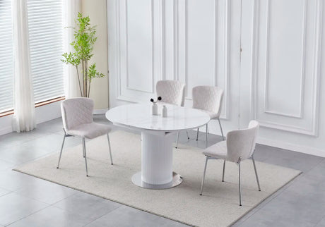 Table à manger à rallonge Sofia pied chrome 125-165cm - TB23