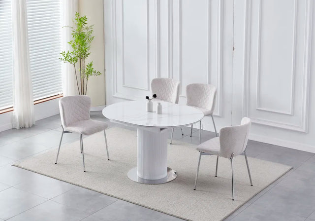 Table à manger à rallonge Sofia pied chrome 125-165cm - TB23