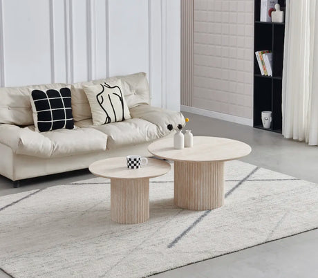 Table basse Gigogne duo pila MDF travertin 60-80cm - TBA