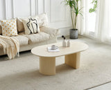 Table basse Calypso céramique travertin et noyer, 120 cm – Travertin beige – vue 2