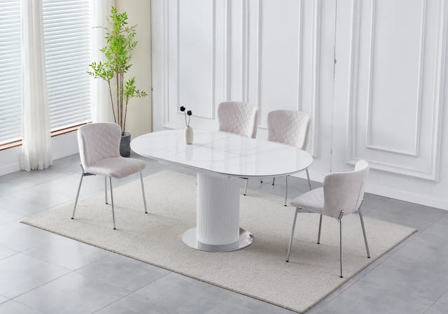 Table à manger à rallonge Sofia pied chrome 125-165cm - TB23