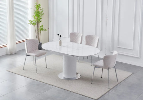 Table à manger à rallonge Sofia pied blanc 125-165cm - TB23