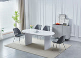 Table à manger Joséphine céramique marbre blanc 180cm – Marbre blanc gris – vue 1