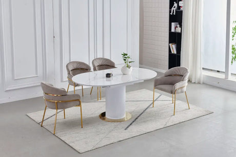 Table à manger à rallonge Sofia pied blanc 125-165cm - TB23