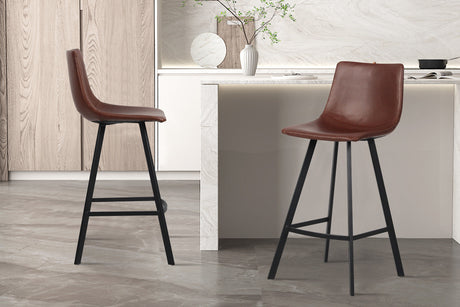 Chaise de comptoir Ozan PU Brun