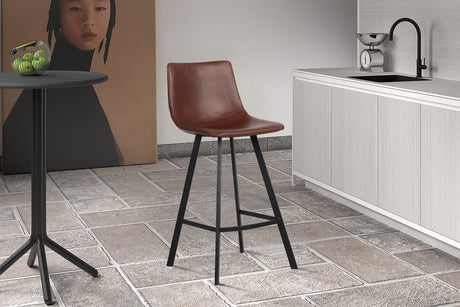 Chaise de comptoir Ozan PU Brun - vue 2