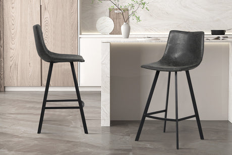 Chaise de comptoir Ozan PU Noir