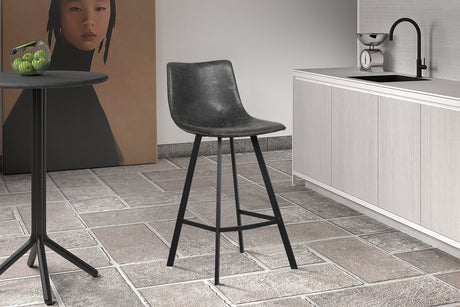 Chaise de comptoir Ozan PU Noir - vue 2