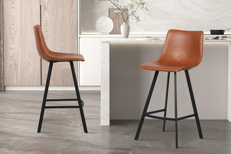 Chaise de comptoir Ozan PU Cognac