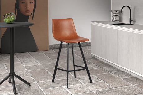 Chaise de comptoir Ozan PU Cognac - vue 2