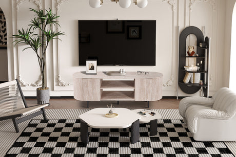 Meuble TV Lagos 160 cm Décor Travertin Beige - vue 2
