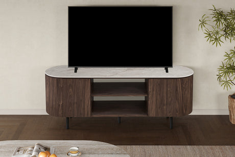 Meuble TV Vigo 160 cm Décor Chêne Foncé Shakespear Beige